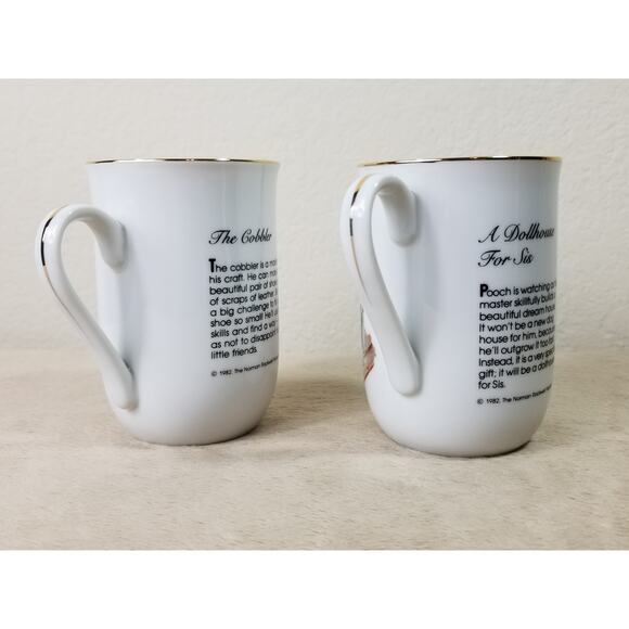 Norman Rockwell Coffee Mug Tea Cup 10oz The Cobbler 1982 A Dollhouse Japan x2 - Picture 6 of 12